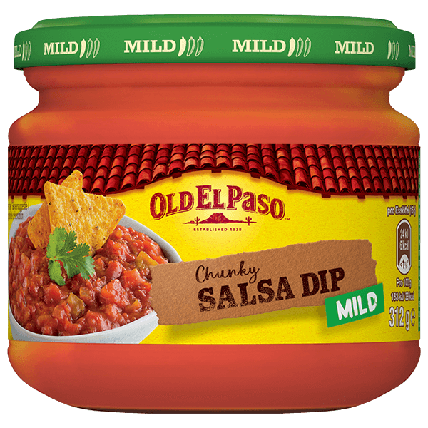 ein Glas Old El Paso milder Chunky Salsa-Dip, 312 g